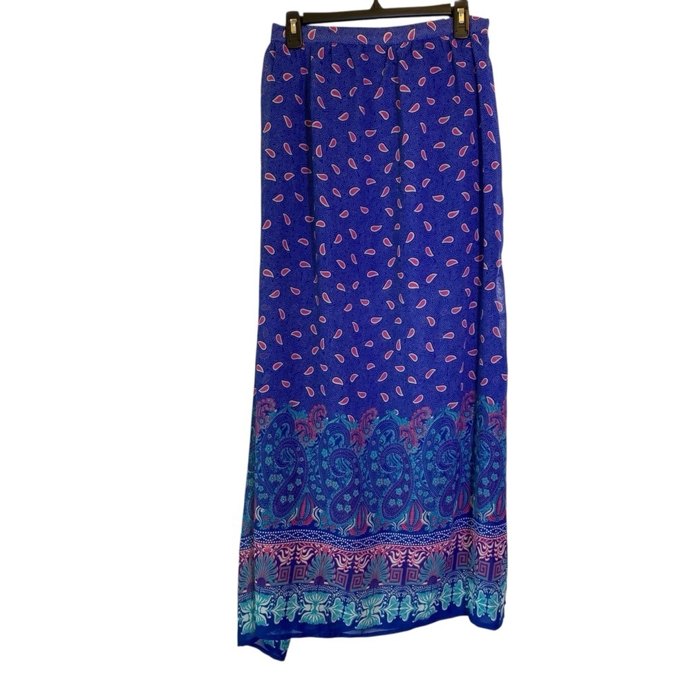 Truth Women's size M Blue Pink Paisley Floral pattern Maxi Skirt lightweight - Picture 2 of 8
